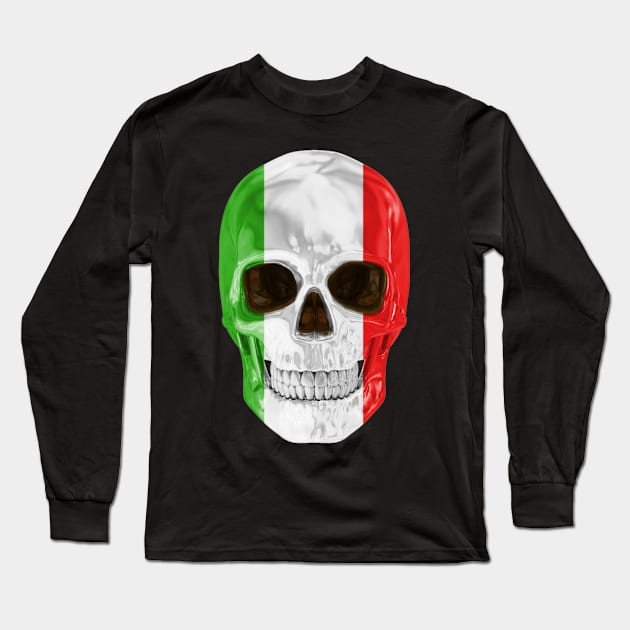 Italy Flag Skull - Gift for Italian With Roots From Italy Long Sleeve T-Shirt by Country Flags